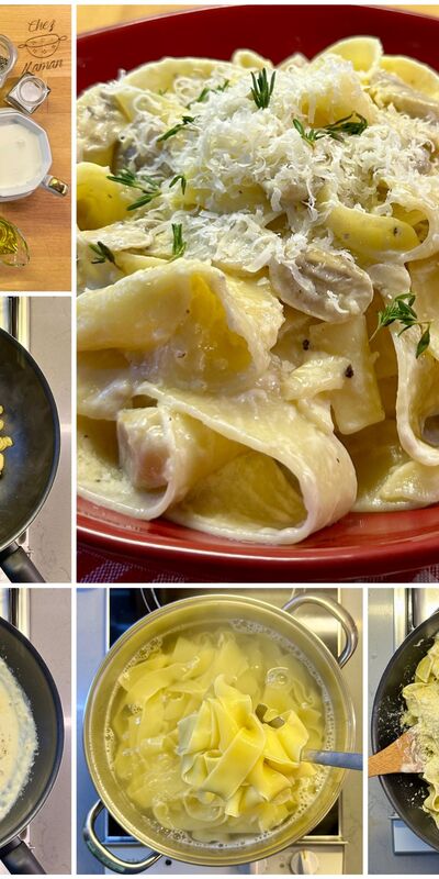 Kremalı mantarlı makarna 