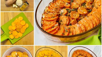 Fırında parmesanlı tatlı patates 