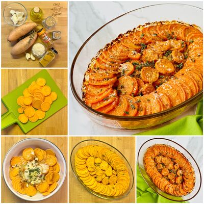 Fırında parmesanlı tatlı patates