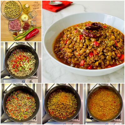 Kıymalı yeşil mercimek yemeği