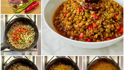 Kıymalı yeşil mercimek yemeği