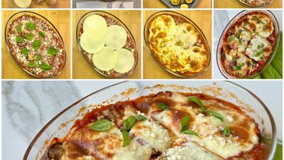 Fırında parmesanlı domatesli patlıcan