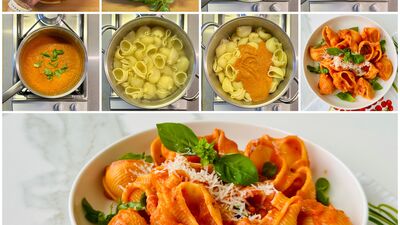 Fesleğenli domates soslu makarna