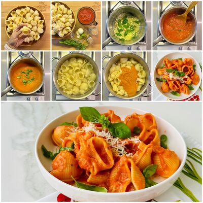 Fesleğenli domates soslu makarna