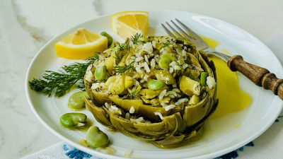 İç baklalı enginar dolması