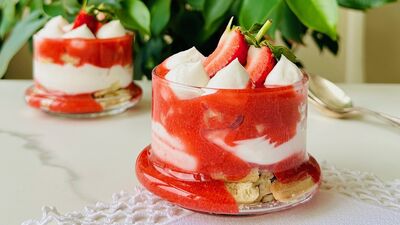  Çilekli kremalı pişmeyen pratik pasta 