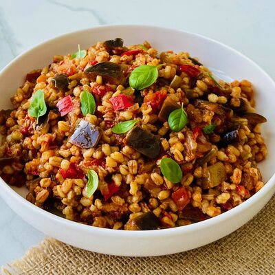 Patlıcanlı bulgur pilavı