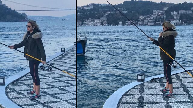 Yalılarının önünden balık tuttu...