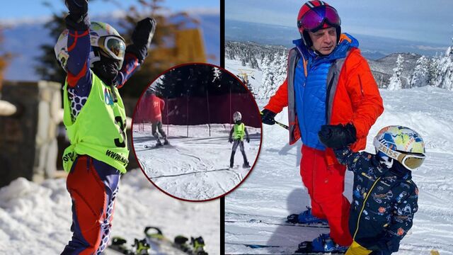 Dede ve torun kayak yaptı!