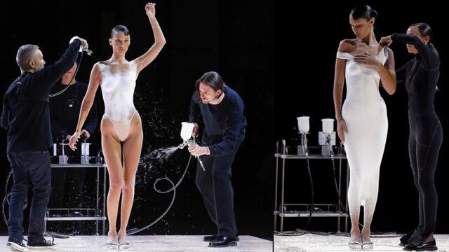 Bella Hadid spreyle giydirildi !