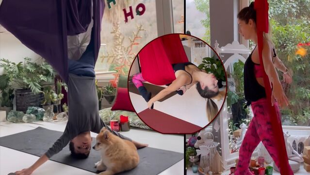 Anne-oğul yoga yaptı!