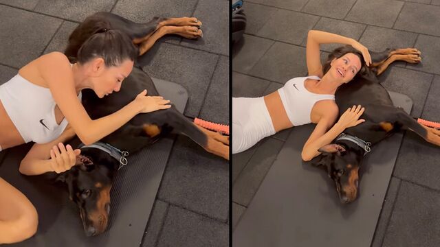 Özilhan, köpeğiyle sporda...