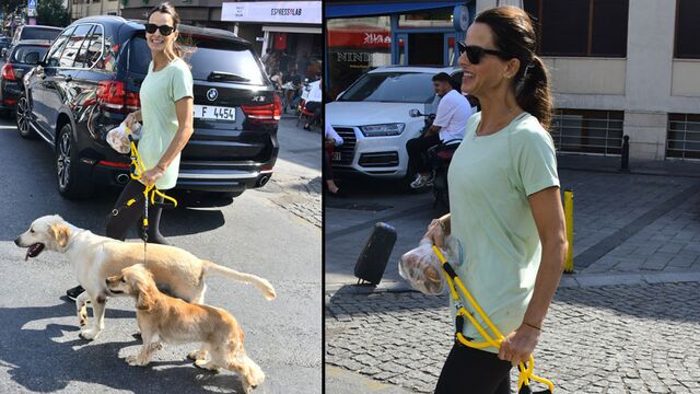 Köpekleriyle Bebek'te dolaştı