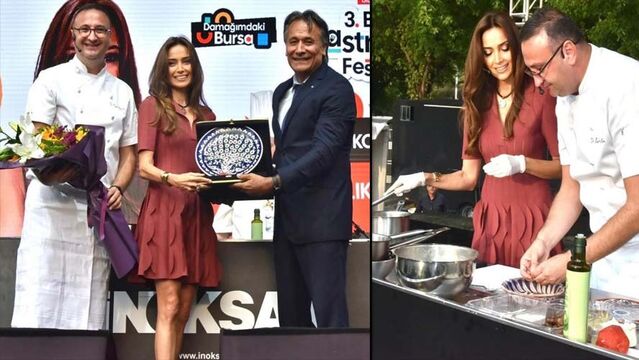 Festivalde yemek yaptı