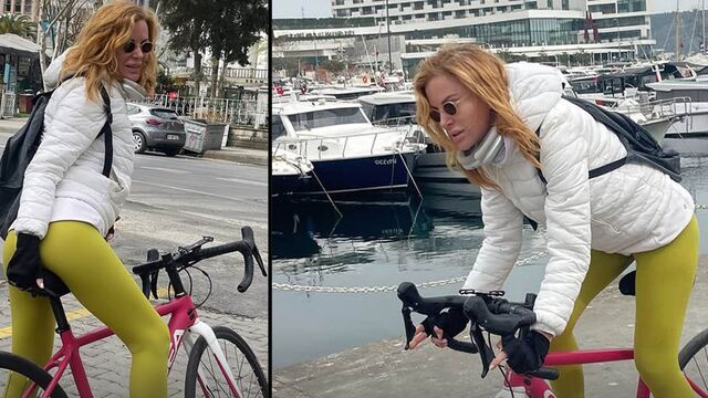 Tarabya'da bisiklet sürdü