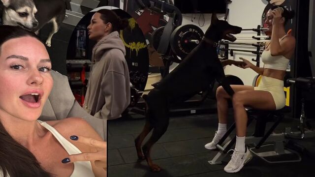 Minik dostu Gia ile spor yaptı