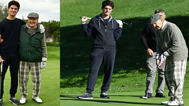 Dede ve torunun golf keyfi