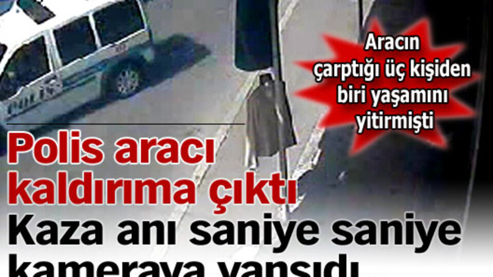 Polis aracı kaldırıma çıktı