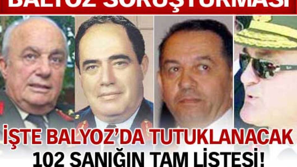 Tutuklanacak 102 sanığın tam listesi