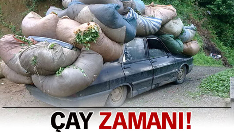 17 çuval çayı otomobile böyle yükledi