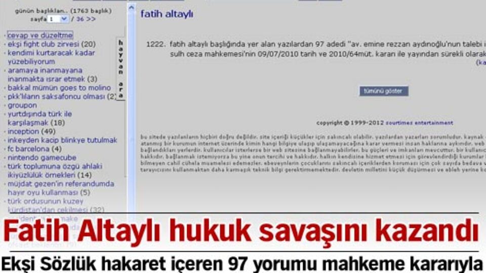 Fatih Altaylı hukuk savaşını kazandı