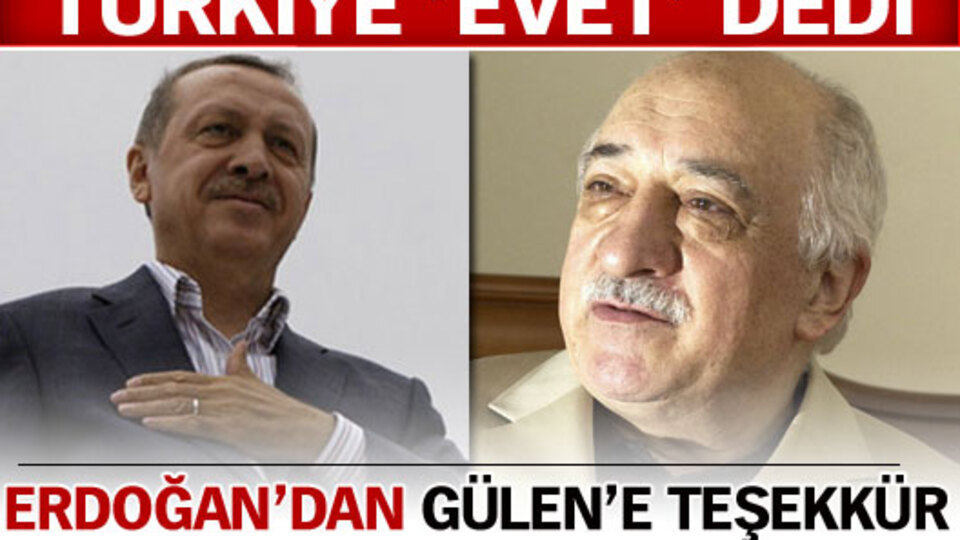 Erdoğan'dan Gülen'e teşekkür