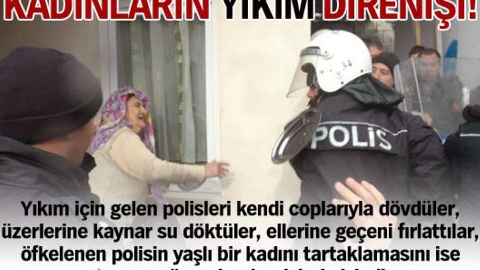 Kadınlar polis copuyla polis dövdü