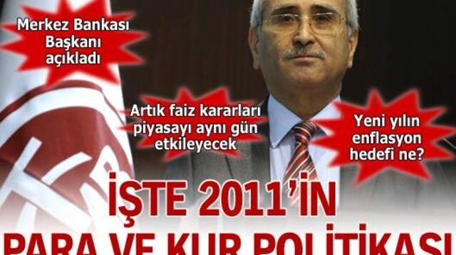 İşte 2011'in para ve kur politikası