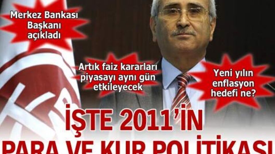 İşte 2011'in para ve kur politikası