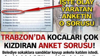Trabzon'da kocaları kızdıran anket sorusu!