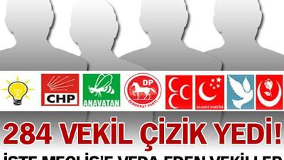 284 vekil çizik yedi!