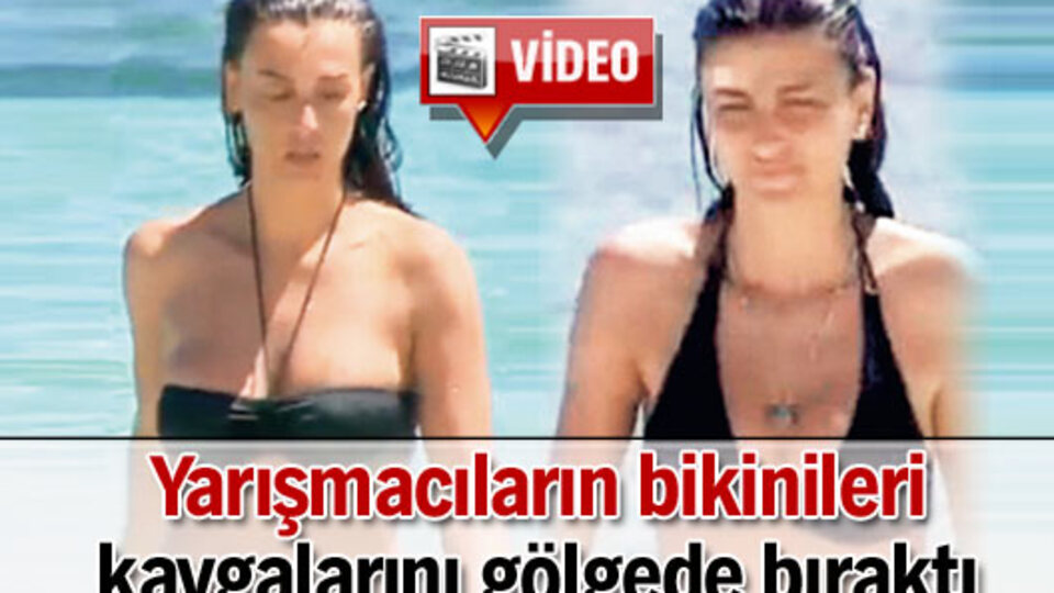 Yarışmacıların bikinileri kavgalarını gölgede bıraktı VİDEO