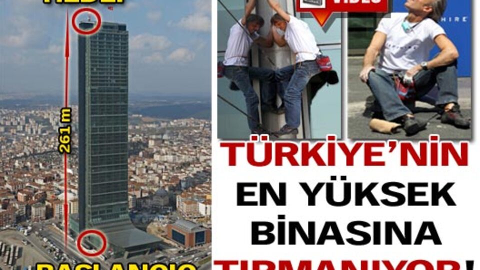 Türkiye'nin en yüksek binasına tırmandı!