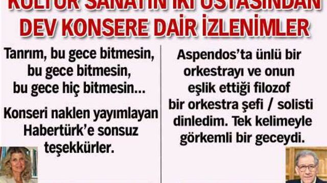 Dev konsere iki büyük usta yorumu...