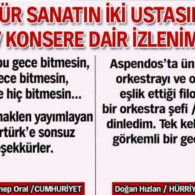 Dev konsere iki büyük usta yorumu...