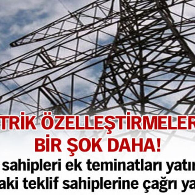 Elektrik özelleştirmelerinde bir şok daha!