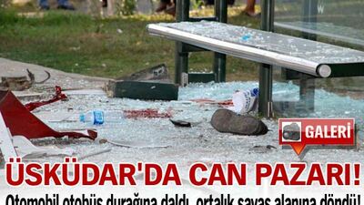 Otomobil otobüs durağına daldı!