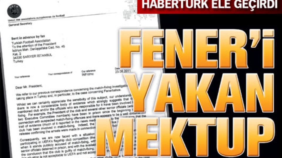 İşte Fener'i yakan mektup!