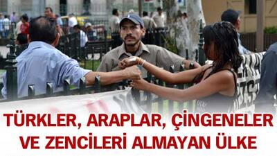 Türkler, Araplar, Çingeneler ve zencileri almayan ülke