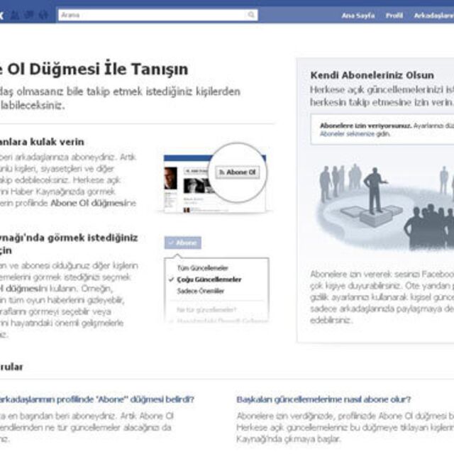 Facebook'ta abonelik dönemi