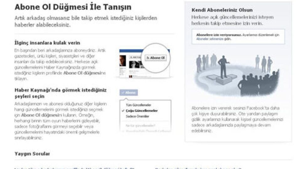 Facebook'ta abonelik dönemi