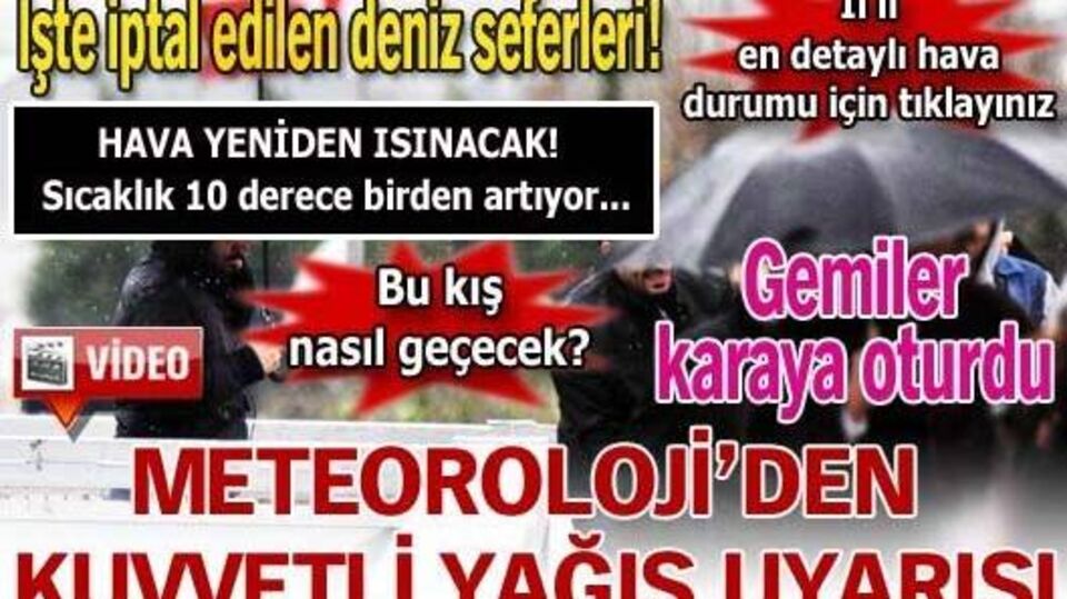 Meteoroloji'den yağış uyarısı!