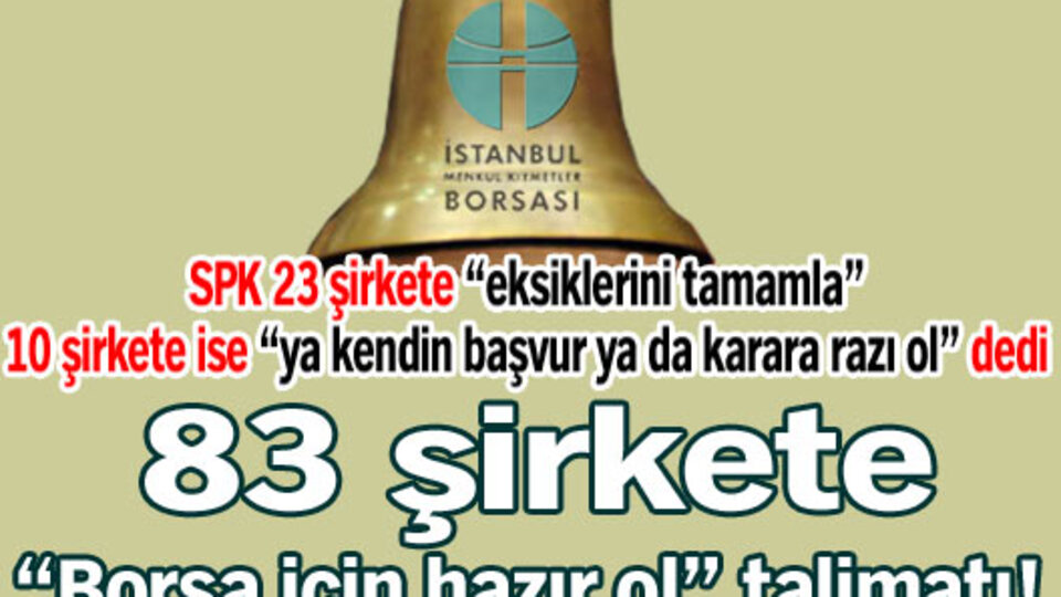 84 şirkete "borsa için hazır ol" talimatı
