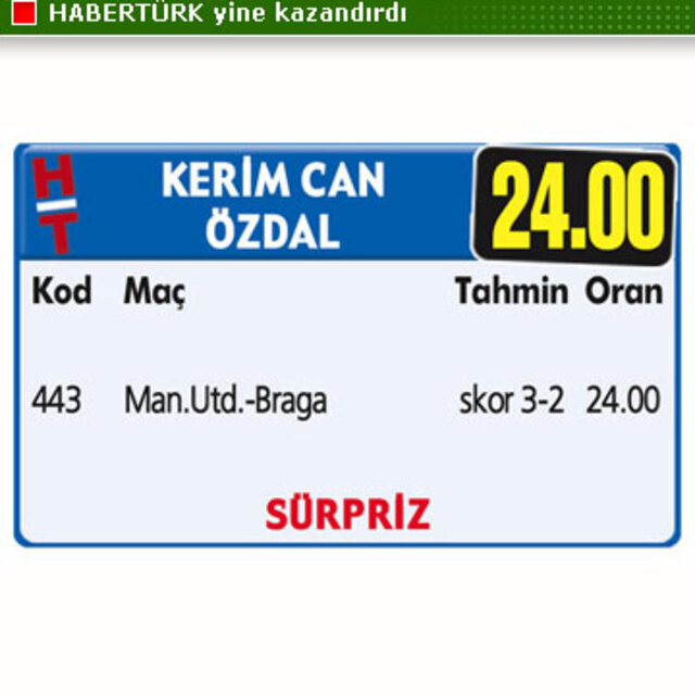 HT İddaa yine kazandırdı