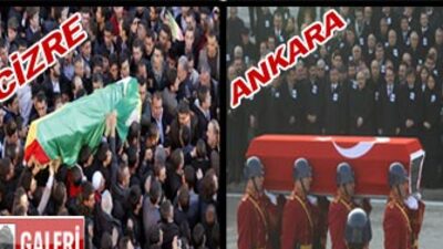 Ankara'da Türk, Cizre'de Kürt bayrağı