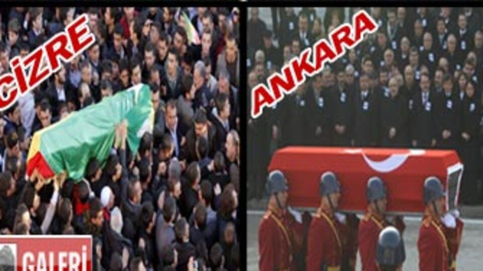 Ankara'da Türk, Cizre'de Kürt bayrağı