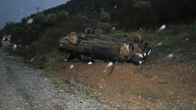 Takla atan arabadan sağ çıktı