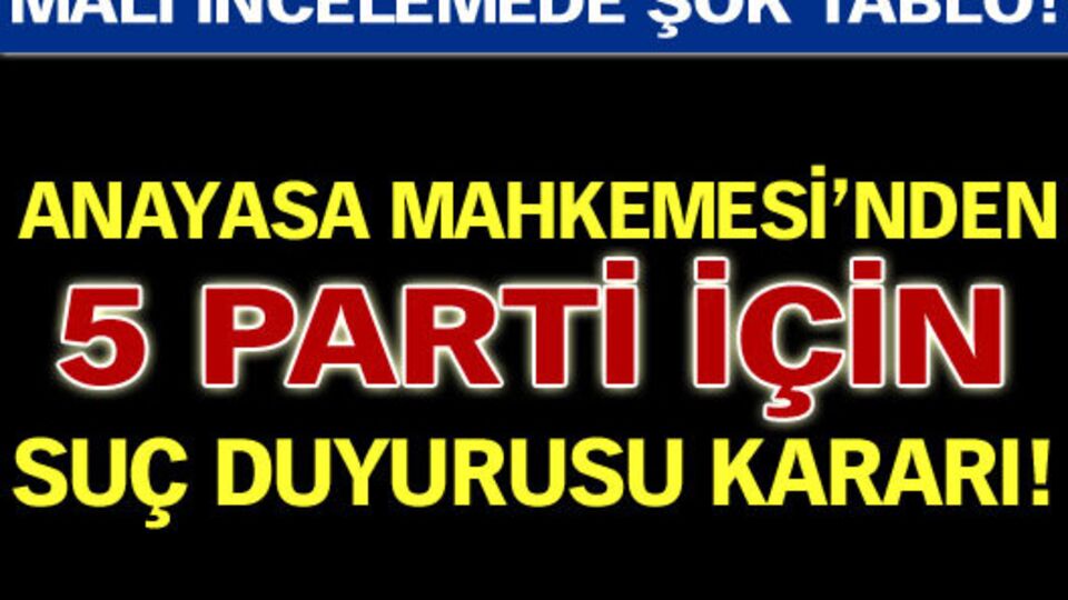 Anayasa Mahkemesi'nden 5 partiye suç duyurusu kararı!