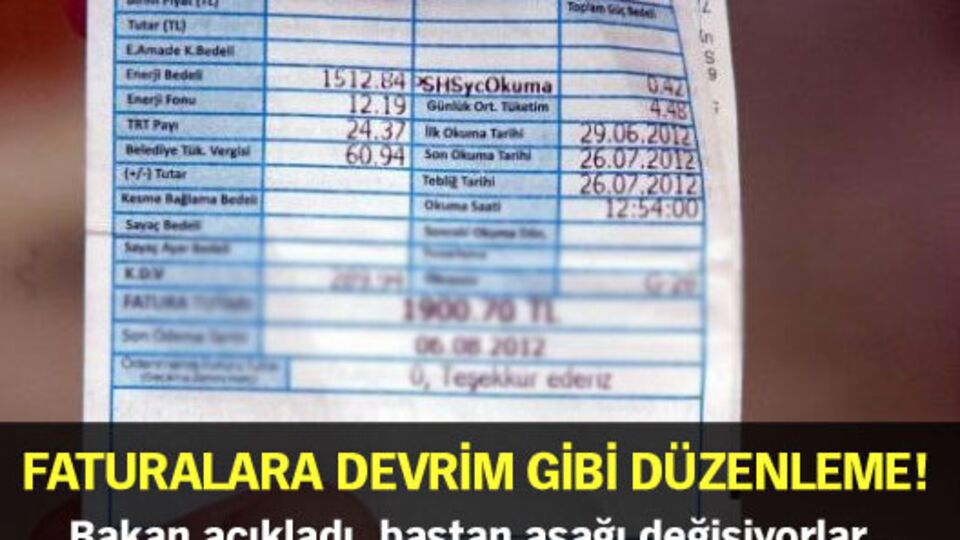 Faturalara devrim gibi düzenleme