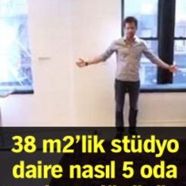 38 m2 stüdyo daireyi 5 oda 1 salona çevirdiler